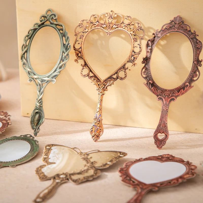 autocollants miroir vintage ornements baroques motifs floraux poignées décoratives argentés bronze doré scrapbooking bricolage