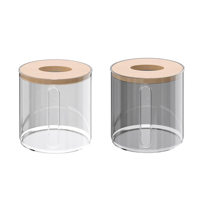 boîte mouchoirs moderne plastique transparent texture bois papier toilette élégant rangement salon