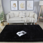 tapis gris noir peluche épaisse moderne salon chambre décoratif durable 120cm 160cm 230cm