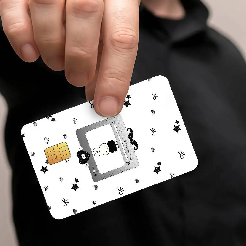 autocollants protection cartes credit transport commun dessin animal mignon points etoiles blanc noir adhésifs