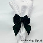 anneaux serviette forme nœud papillon blanc vert rouge bleu satin velours adhésif classique élégant