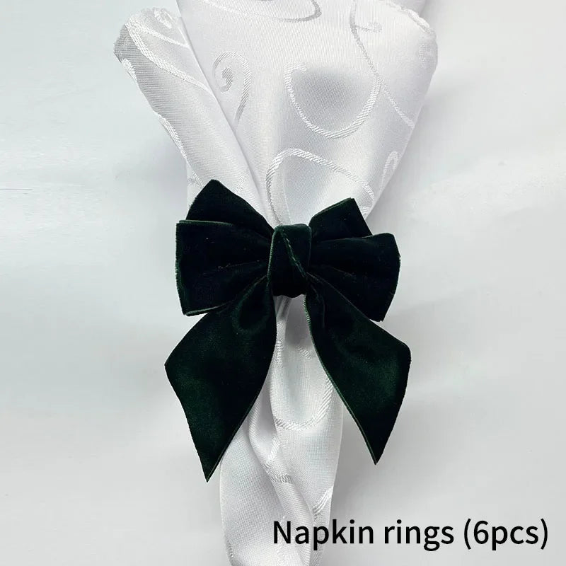anneaux serviette forme nœud papillon blanc vert rouge bleu satin velours adhésif classique élégant