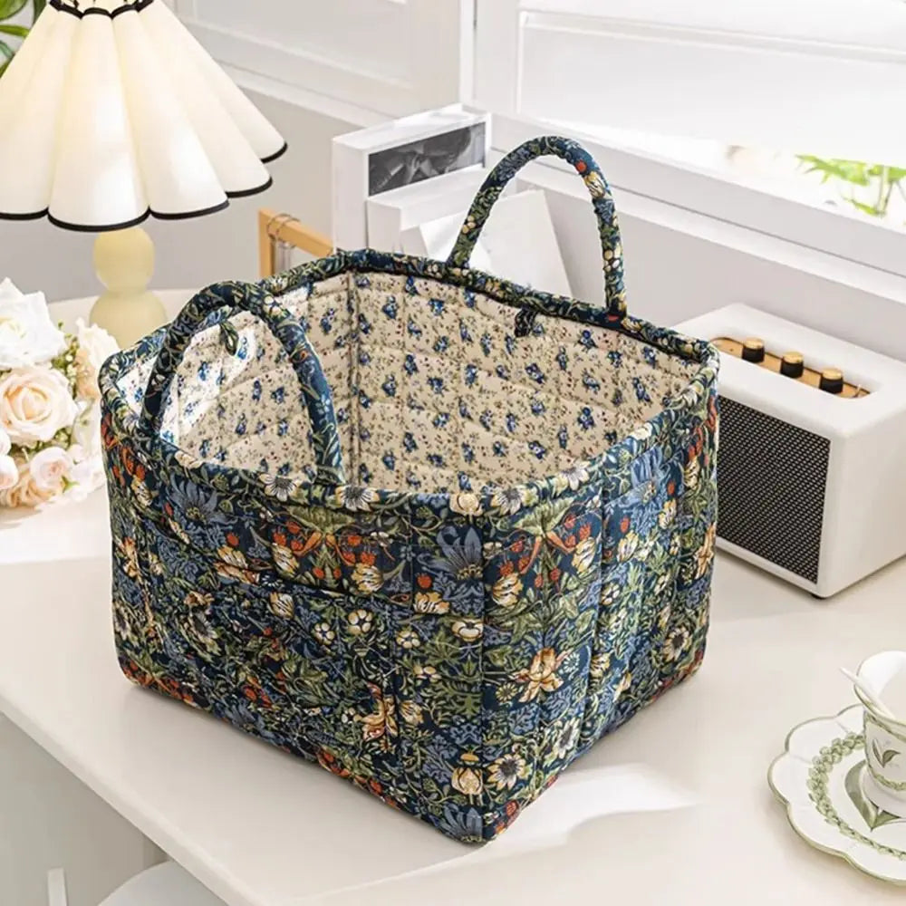 paniers rangement tissu fleuri vintage multi usages poignées faciles transporter opaques multicolores