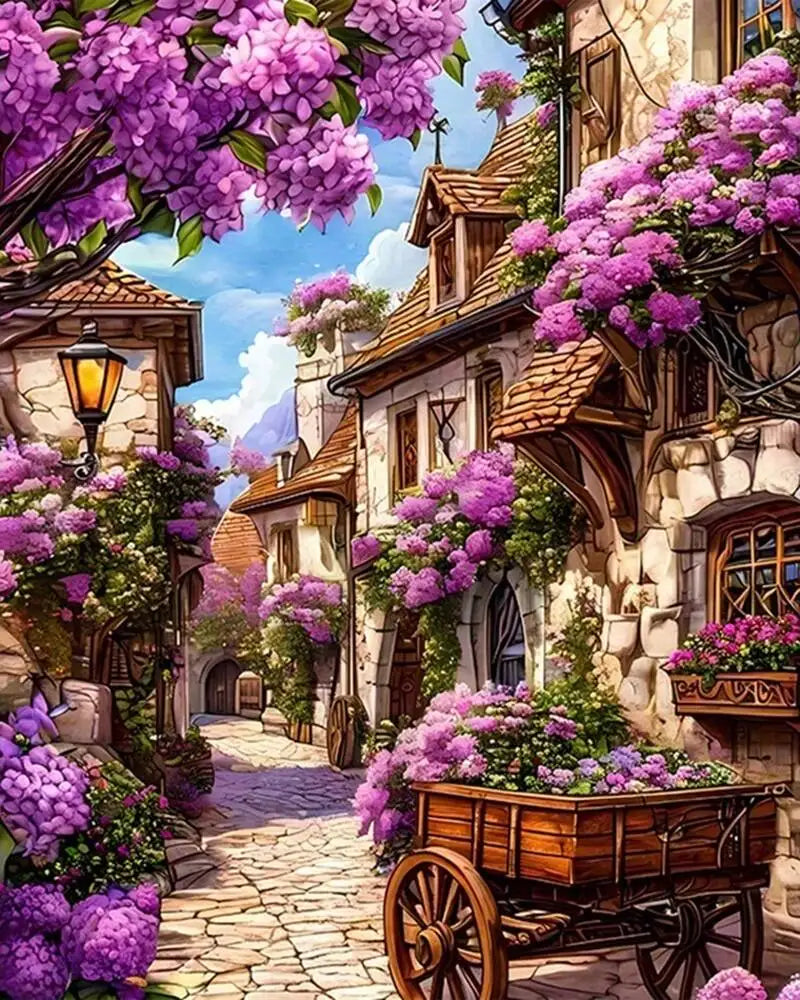 peinture numéro paysage fleurs maison toile adultes débutants crafts supplies