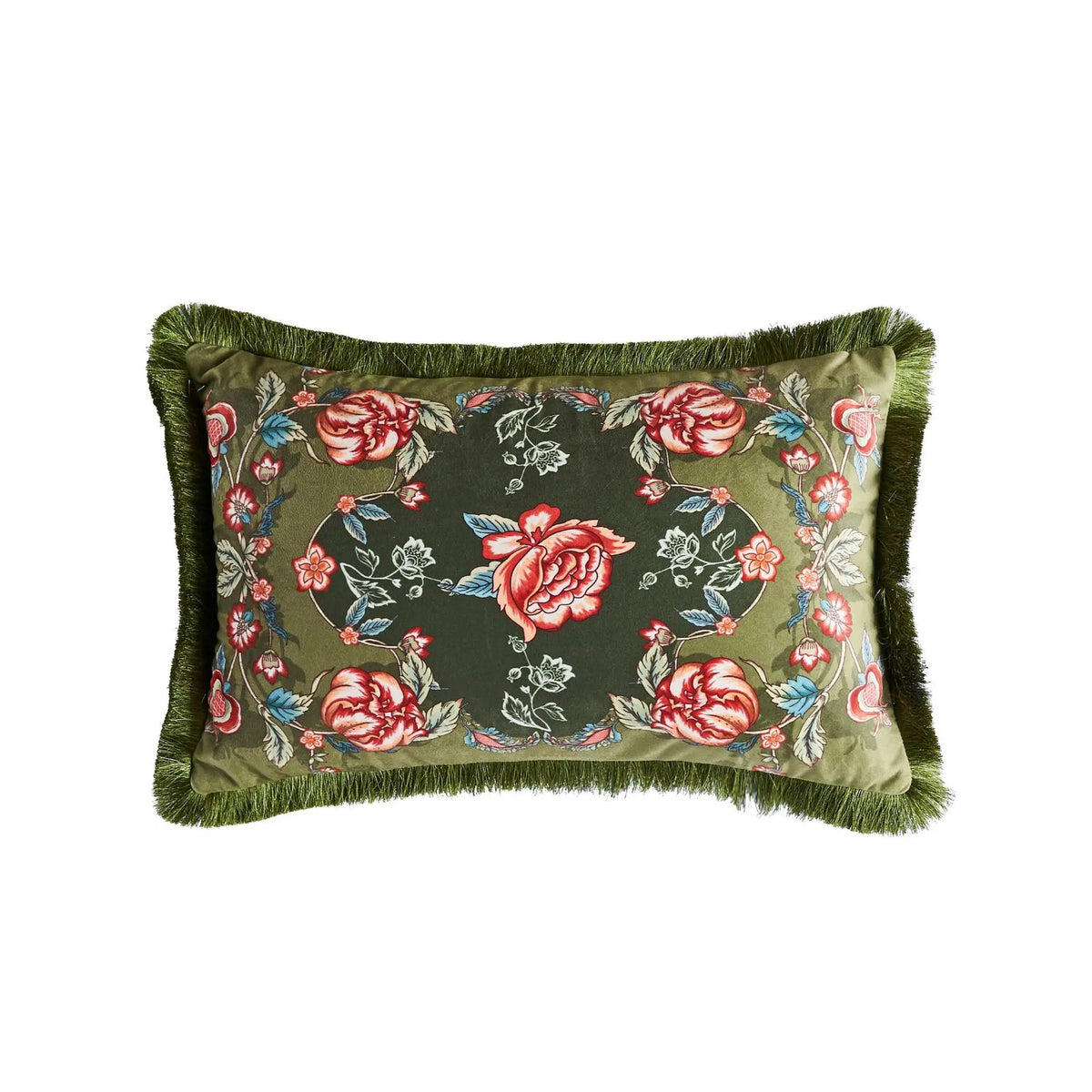 coussin vintage floral rose feuille bleue polyester coton 30x50 45x45 50x50 décoratif chaise canapé