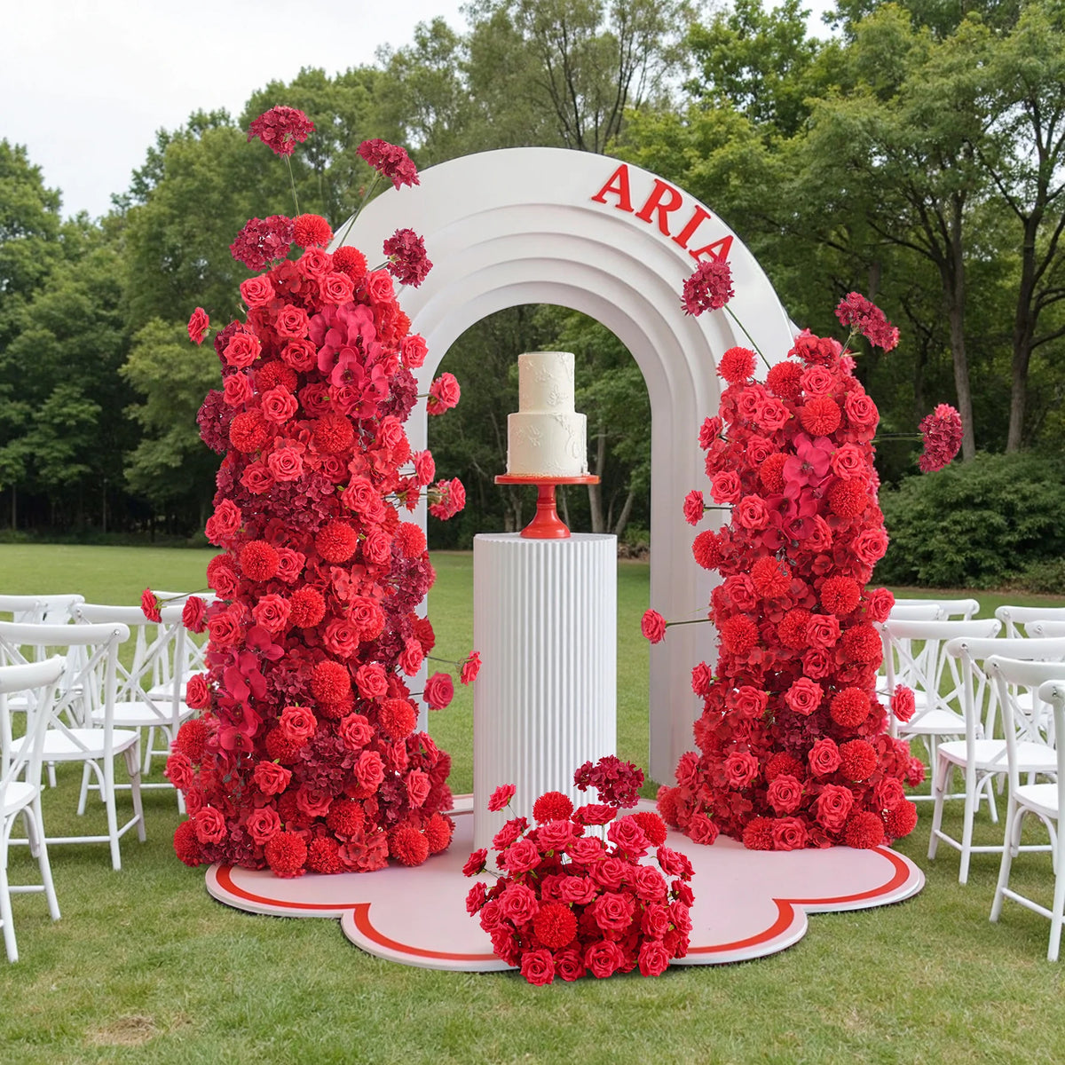 bouquet fleurs artificielles roses rouges décoration mariage anniversaire élégante extérieure intérieure moderne événement