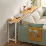 table d'appoint moderne bois naturel blanc poches plateau serviettes tasse