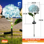 fleurs artificielles lumineuses hortensia bleu rose violet feuilles vertes moderne décoration extérieure panneau solaire