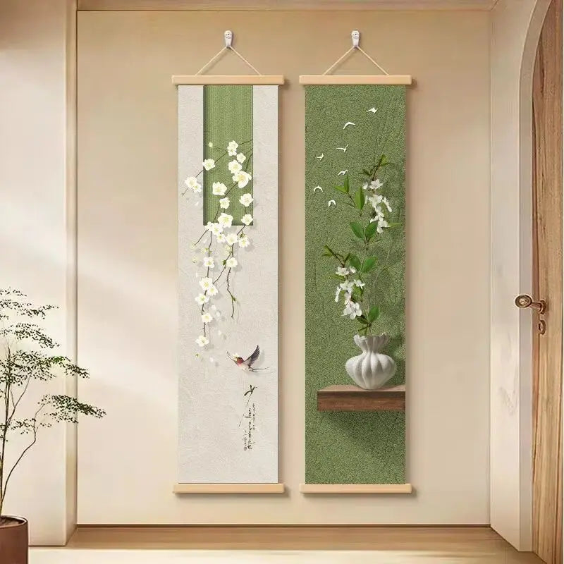 peinture murale impression toile paysage floral artiste minimaliste vert clair rectangle