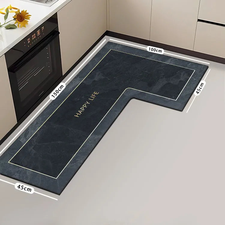tapis sol moderne gris marbré adhésif salon super absorbant long rectangle