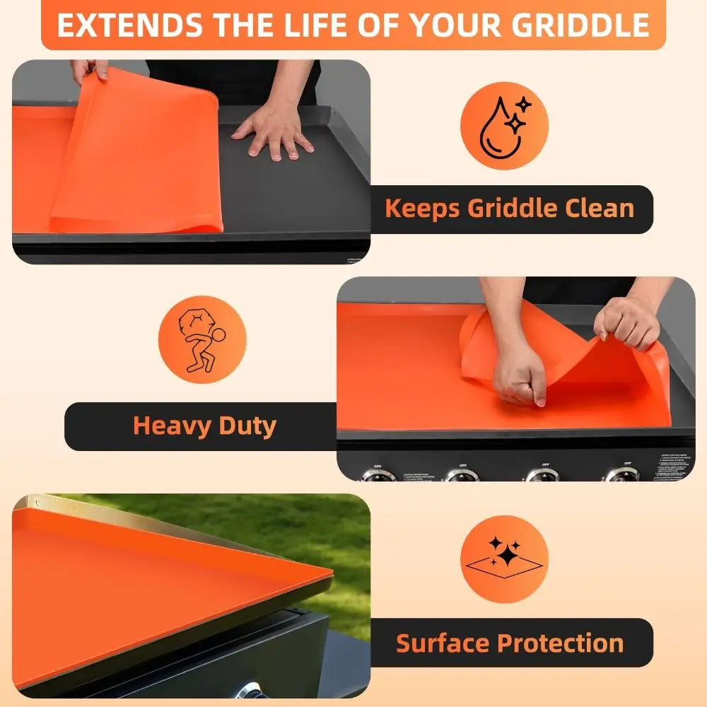 matelas cuisinière silicone orange moderne facile nettoyage résistant chaleur 17 22 28 36 inches