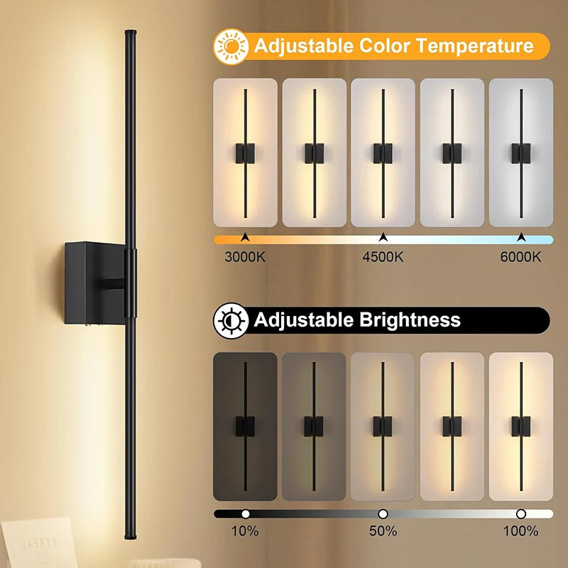Lampe murale LED rechargeable batterie noir doré moderne minimaliste fixée mur télécommande