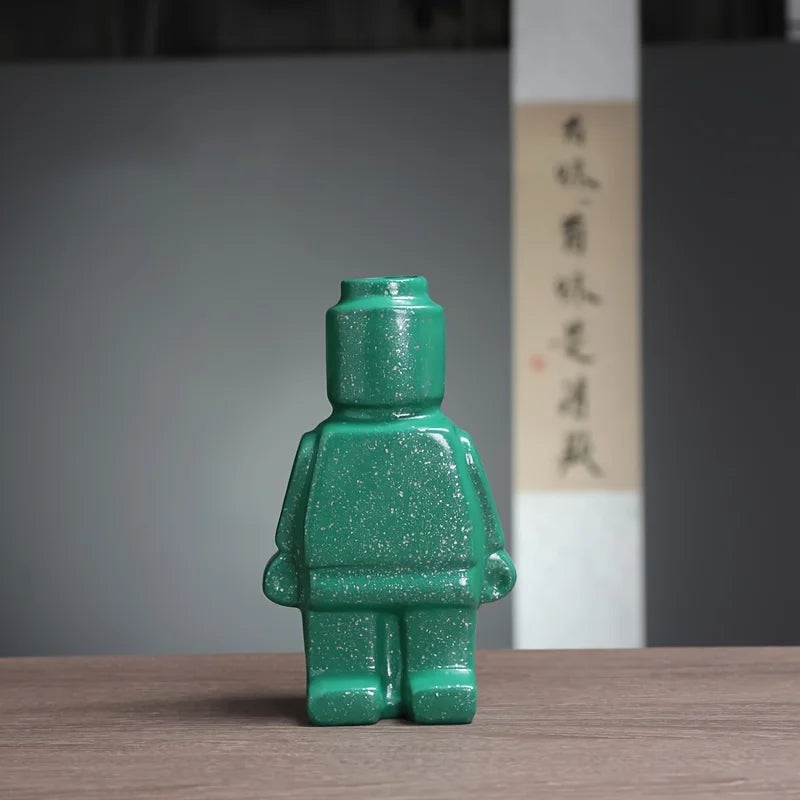 Vases céramique Lego vert blanc noir décoration intérieure moderne figurines ludiques