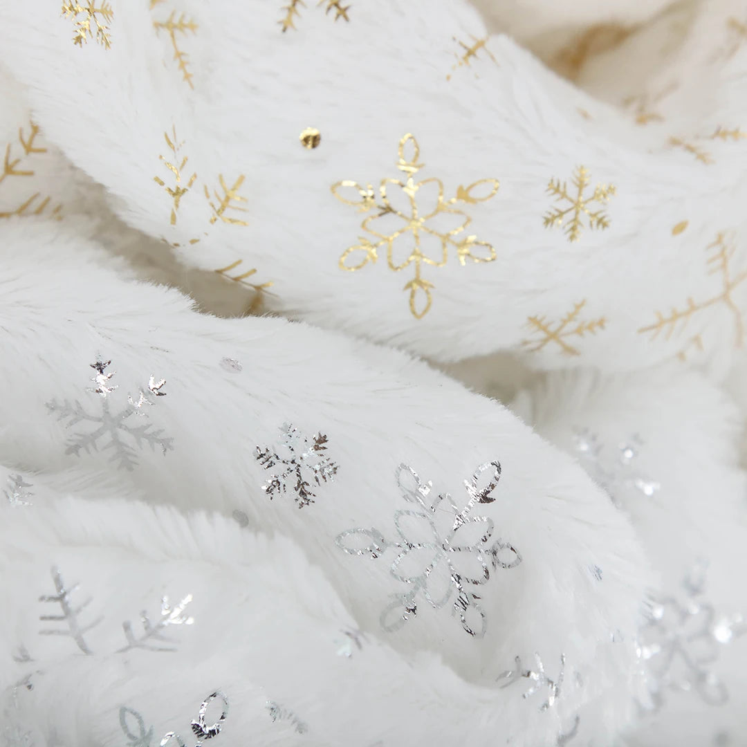 serviettes table blanc or rouge flocons neige étoiles dorées occasion festive