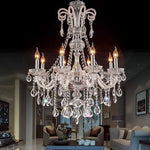 lustre cristal transparent argenté classique baroque sans ampoule toucher interrupteur chromé