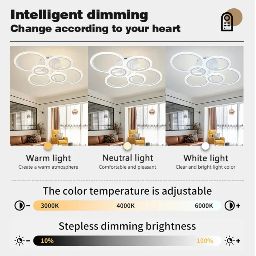 lampe led anneau blanc moderne intérieur salon chambre variateur intensité