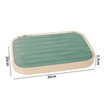 présentoir bijoux boîte velours vert clair moderne pochettes adhésives compartments dorés 30x20cm