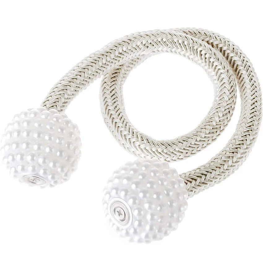 boucle rideau magnétique blanches tissu coton moderne élégant clips magnétiques gris blanc