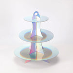 support cupcakes iridescent moderne rayures horizontales motifs floraux dorés anniversaire festive