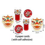 décoration murale mariage anniversaire fête rouge lion floral nuages papier fan rubans ballons dorés