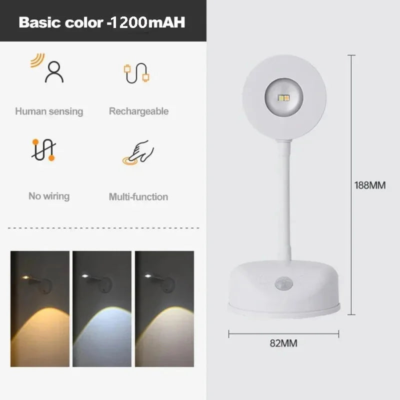 veilleuse lampe murale led rechargeable blanc noir moderne adhésif télécommande flux lumineux 60 249