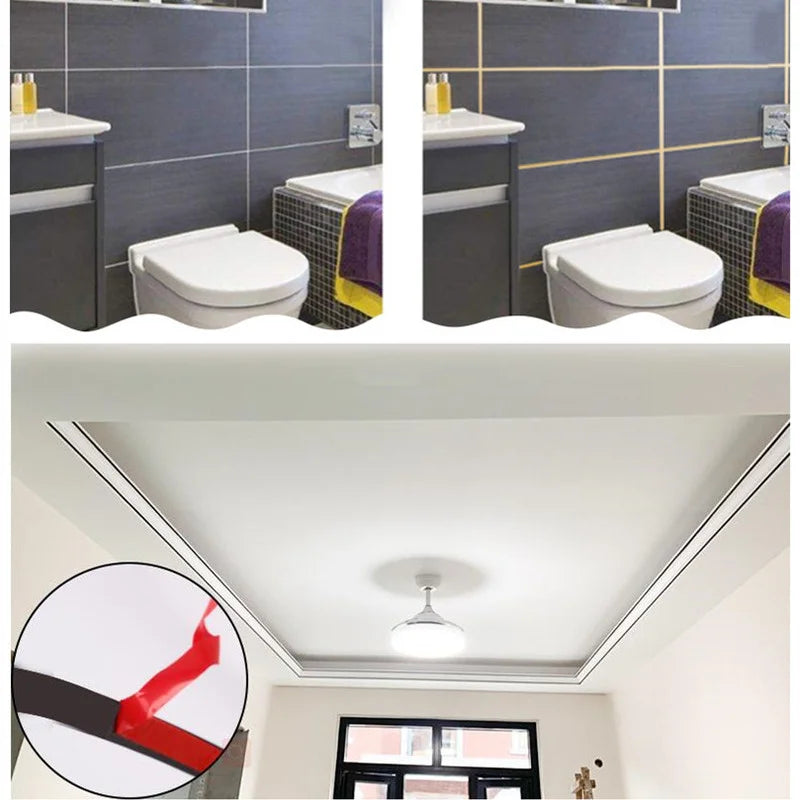 ruban decoratif adhesif or moderne rayures simples 5m joints murs sols