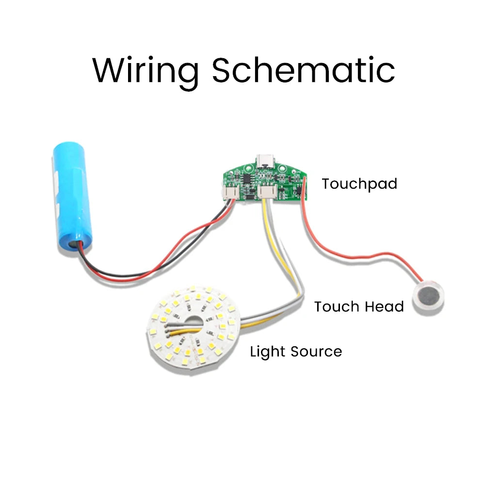 circuit imprimé électronique vert charge type led tactile gradateur infinite dimming composants protégeant batterie