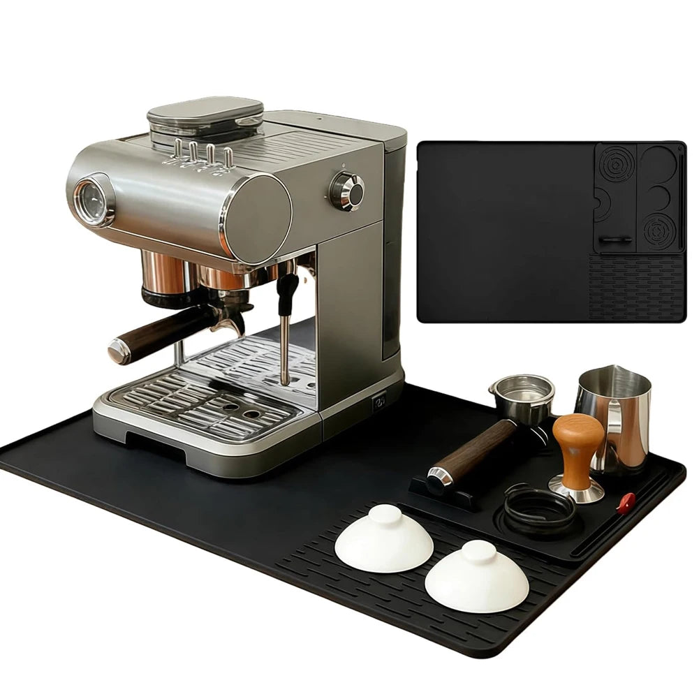 tapis silicone drainage machine noir tasses accessoires organisation cuisine moderne