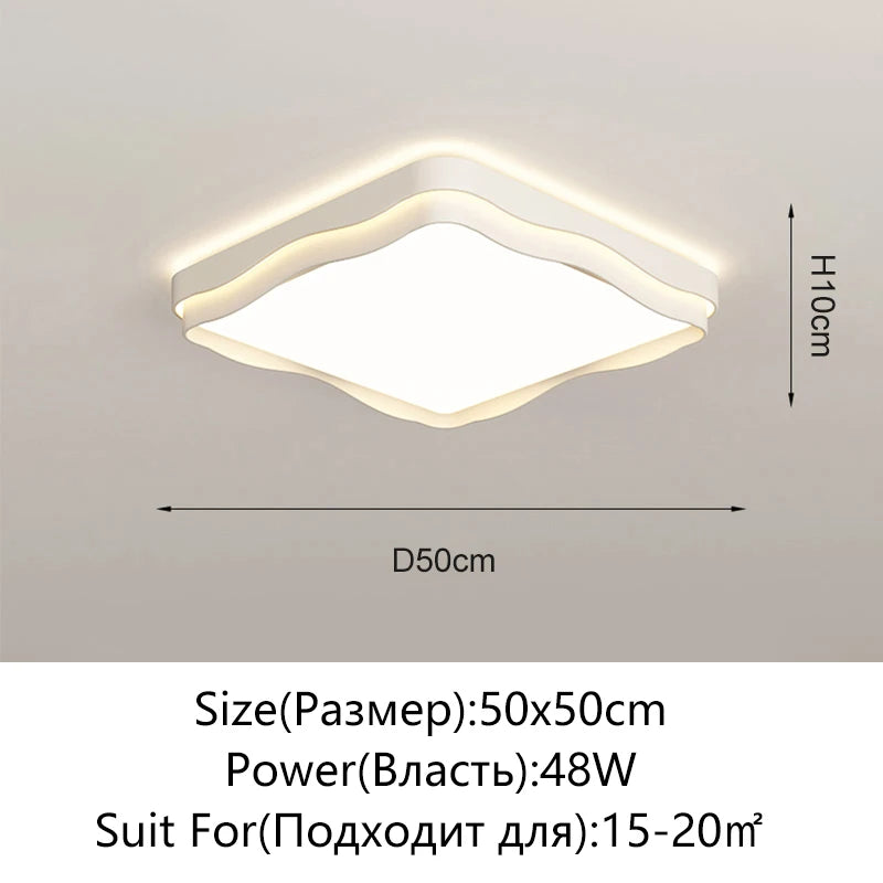 plafonnier led moderne blanc beige rond ondulé mat intérieur minimaliste intensité variable toucher
