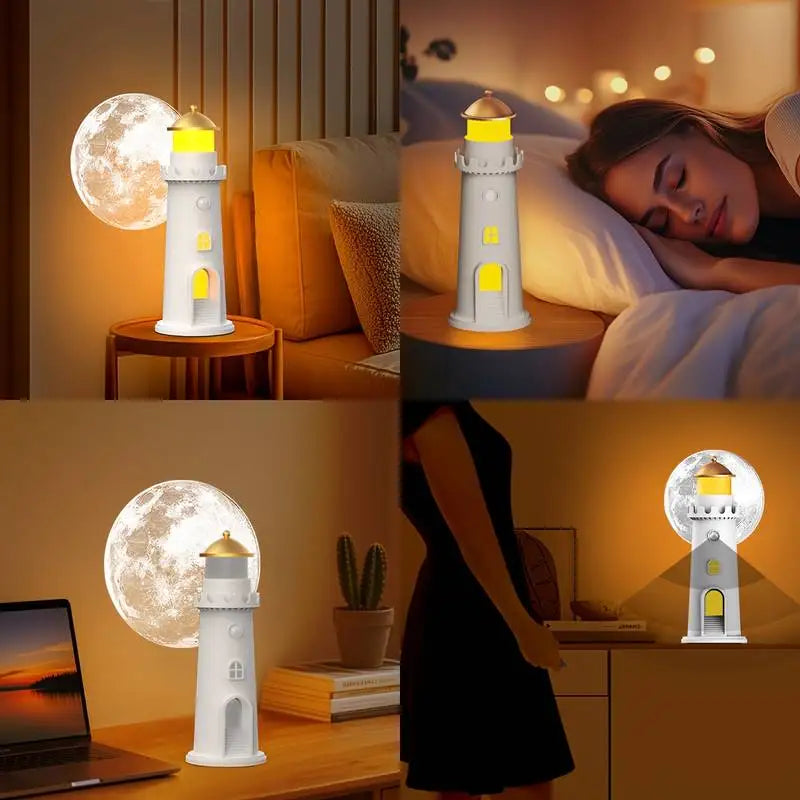 lampe veilleuse lune phare projecteur détecteur mouvement niveaux luminosité recharge usb