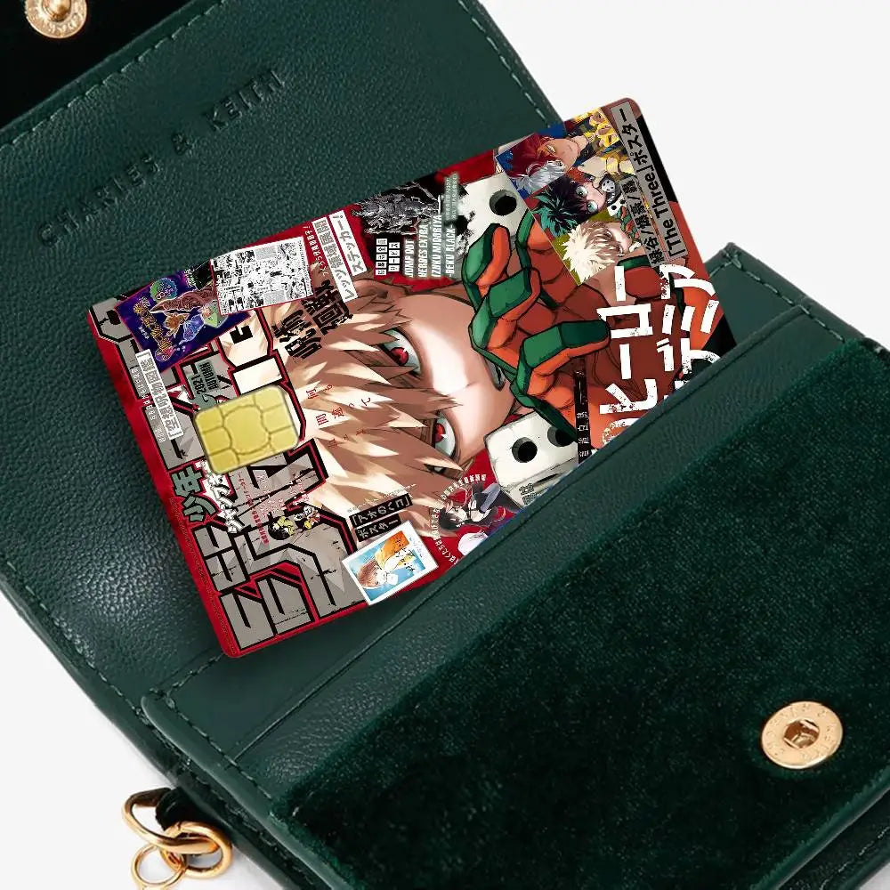 sticker carte crédit anime katsuki bakugo personnalisable réutilisable waterproof multicolore
