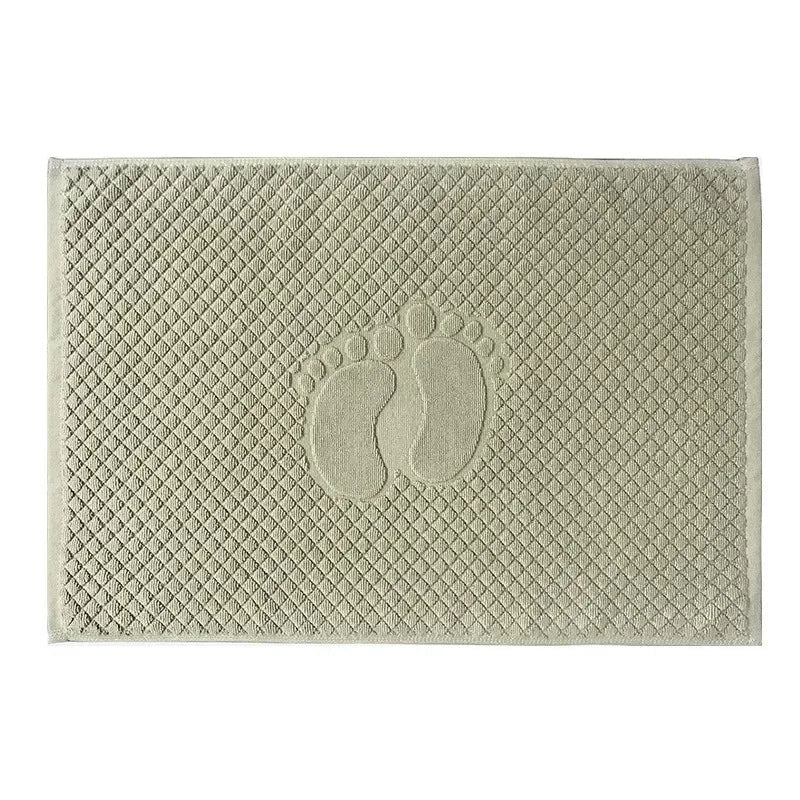 tapis bain coton imprimé pas pied vert gris moderne absorbant 80x50cm