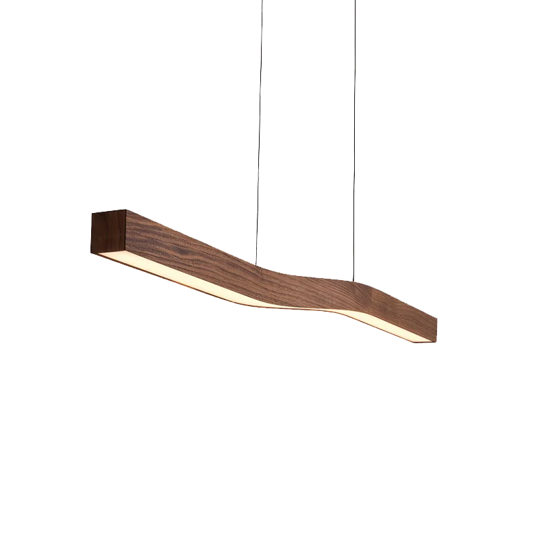 lampe suspendue bois foncé texture naturelle moderne câble suspendu lumiere intérieure luxueux réglable 120cm