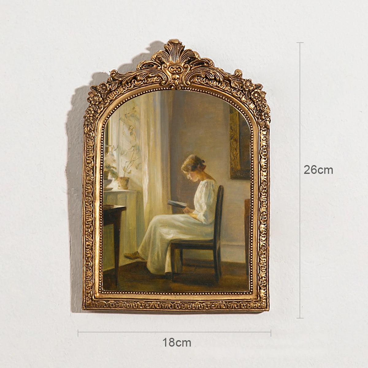cadre photo résine opaque baroque floral vintage or beige blanc