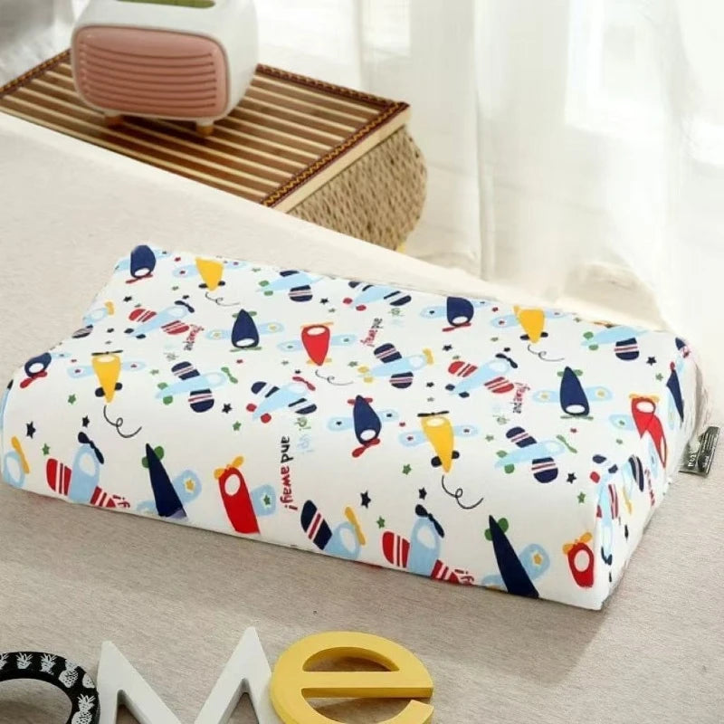 oreiller enfant latex coton motif voitures ours points anti apnée confortable quatre saisons