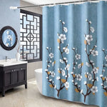 rideau douche fleuri moderne bleu clair métalliques polyester opaque 180cm 200cm