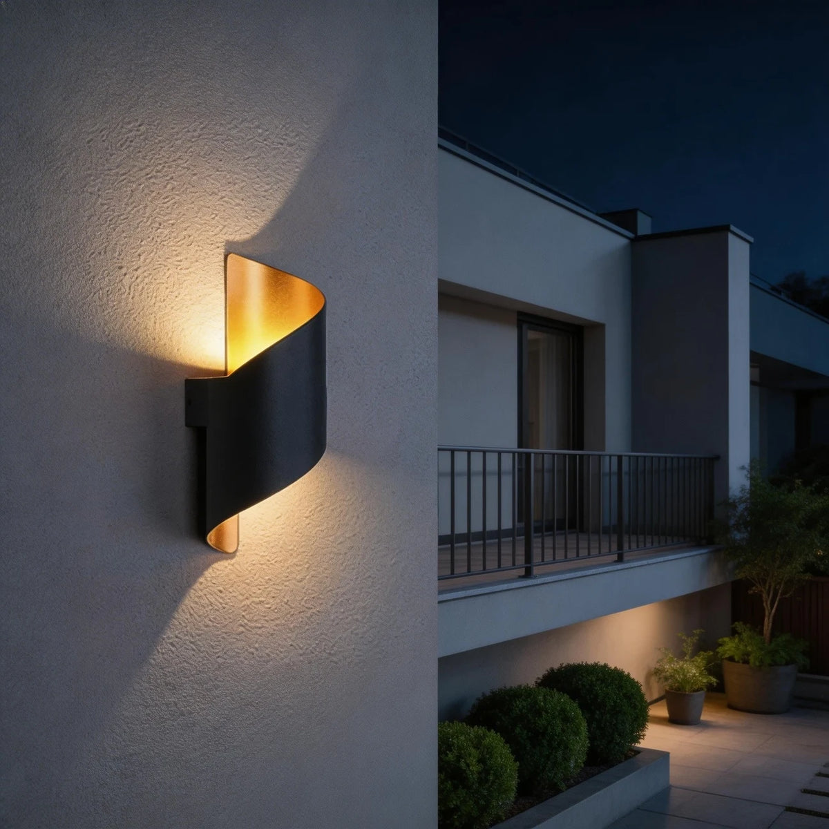 lampe murale led moderne étanche ip65 6w 10w noir doré ondulé contemporain