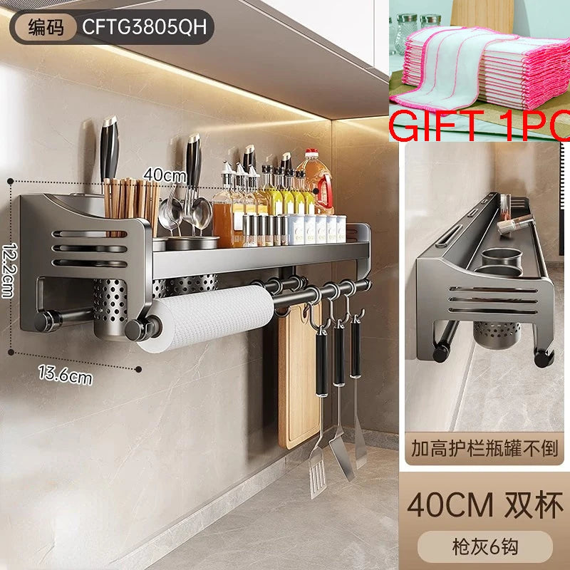 étagère murale multifonction imperméable pvc argentée moderne porte baguettes couteaux cuillères gobelets verres tasses