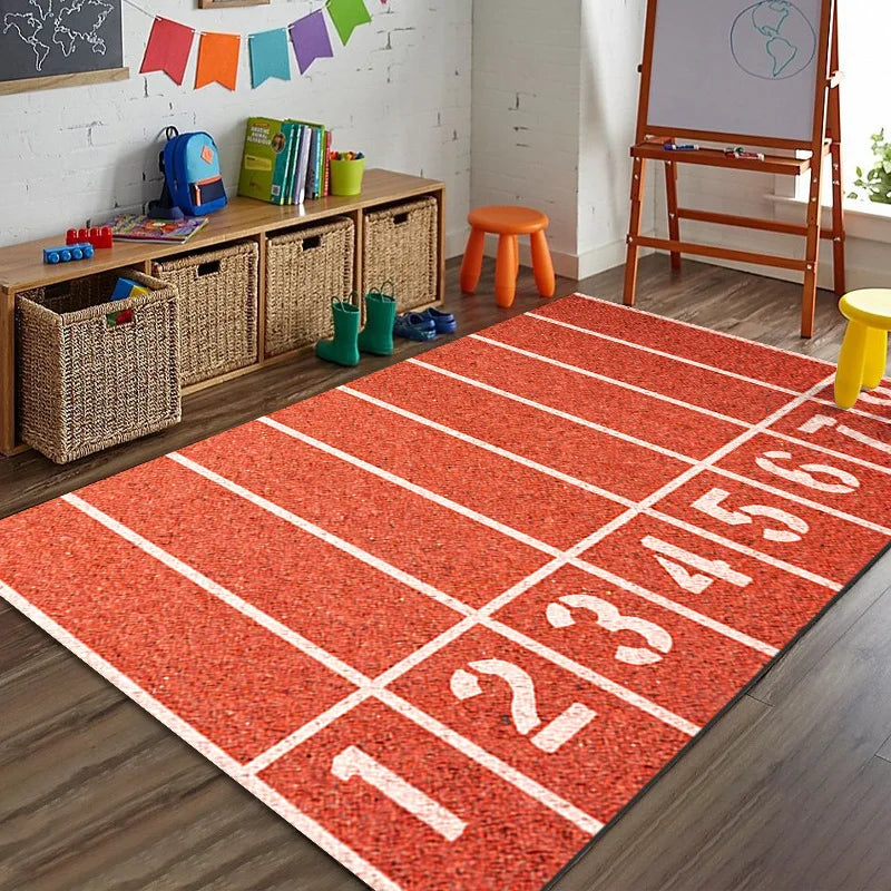 tapis sol décoratif motif terrain football sport chambre enfant salon moderne antidérapant vert