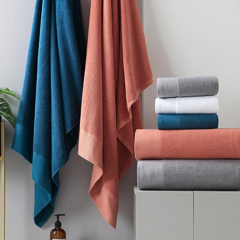 serviettes bain coton égyptien 90x180cm gris rose blanc bleu moderne absorbantes rapide lavables machine