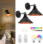 applique murale industrielle led rechargeable noir cuivre éclairage quotidien temporisation télécommande 15 couleursRGBOptimal