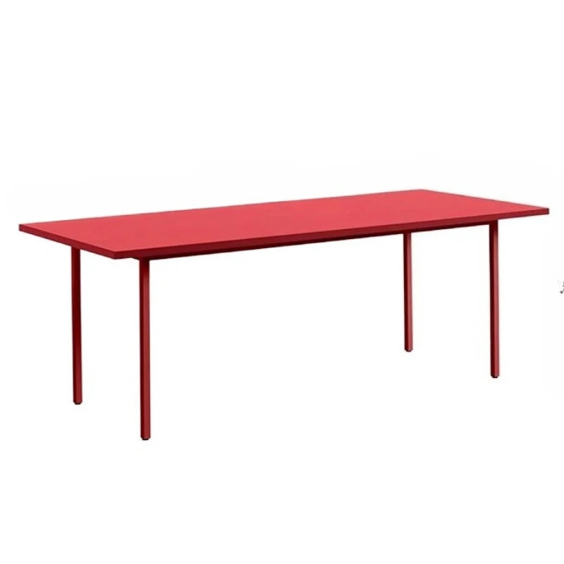 table moderne verre métal rectangle minimaliste pieds simples blanc vert bleu gris marron