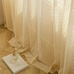 rideau polyester semi transparent beige dentelle géométrique classique maison bureauextérieur simple