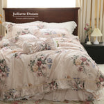 ensemble literie fleuri romantique 100 coton king size beige rose vert bleu