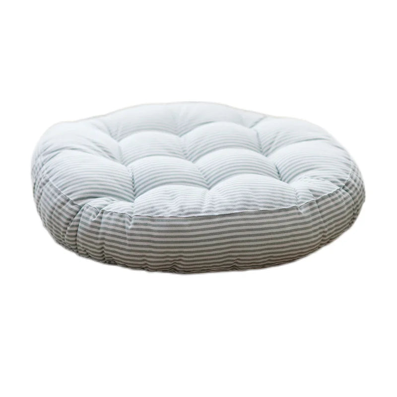 coussin rond rayures bleu marine blanc moderne 42cm 47cm 55cm épais massage polyester