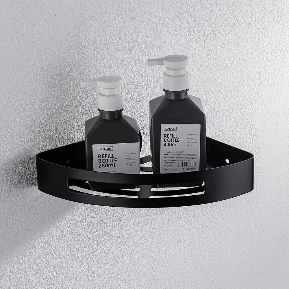porte savon angle noir grille moderne vis fixations métal inoxydable