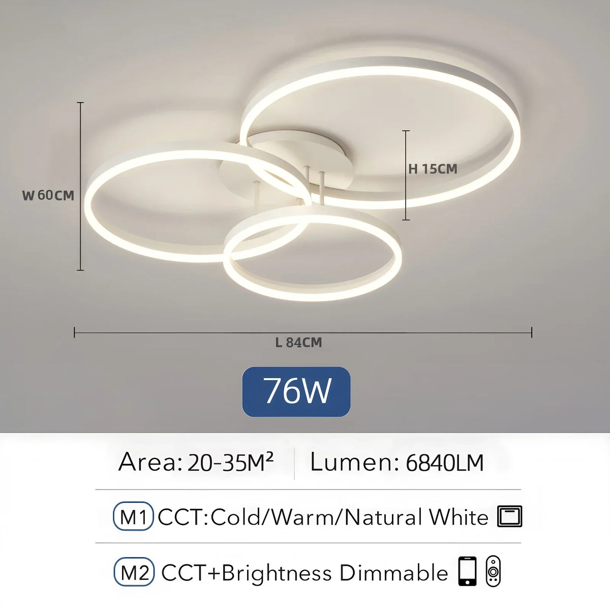 plafonnier led moderne blanc circulaire télécommande minimaliste contemporain interrupteur muralflux lumineux variable