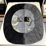 ensemble literie noir gris moderne plaid lettres couronne king queen doré lit housse polyester