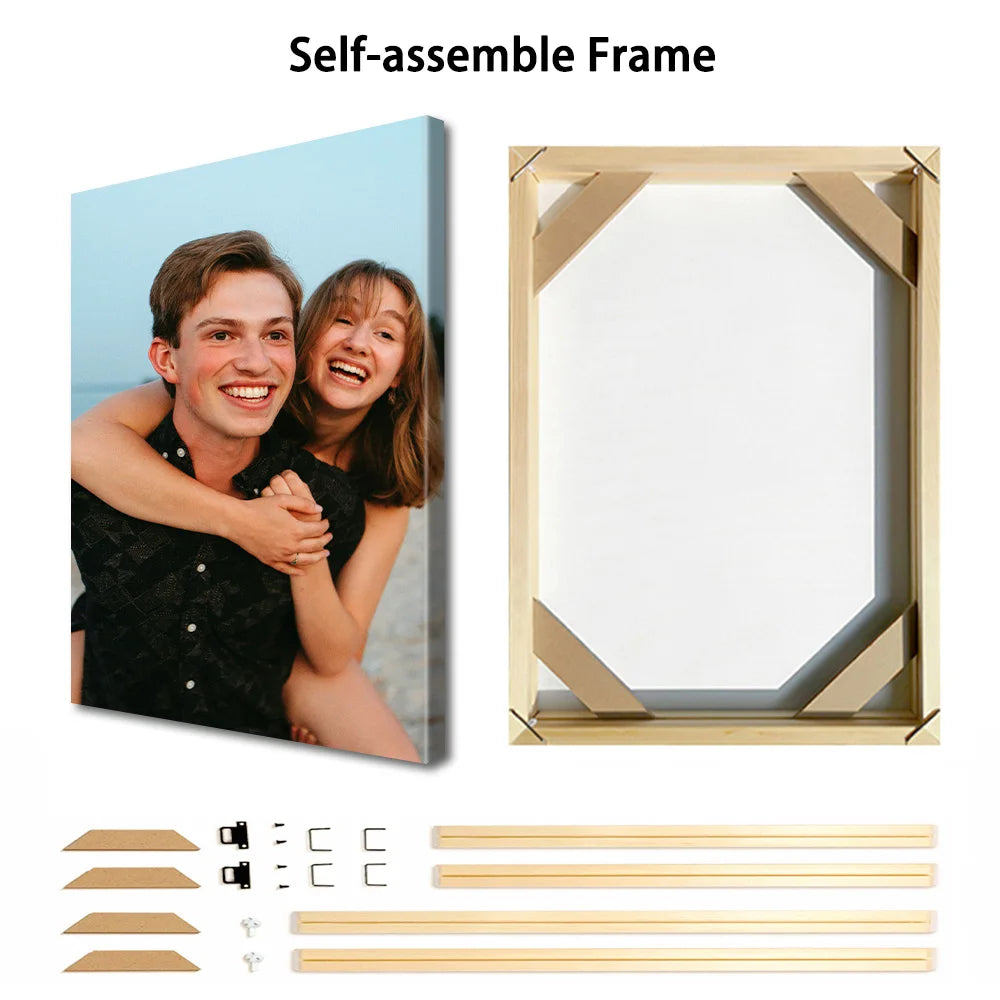 cadre photo personnalisé toile bois décoration murale moderne maison cadeau famille