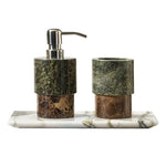 ensemble salle bain marbre moderne bouteille savon porte savon plateau vert marron noir blanc